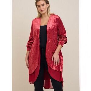 Torrid velvet chiffon mix Kimono. NWOT
